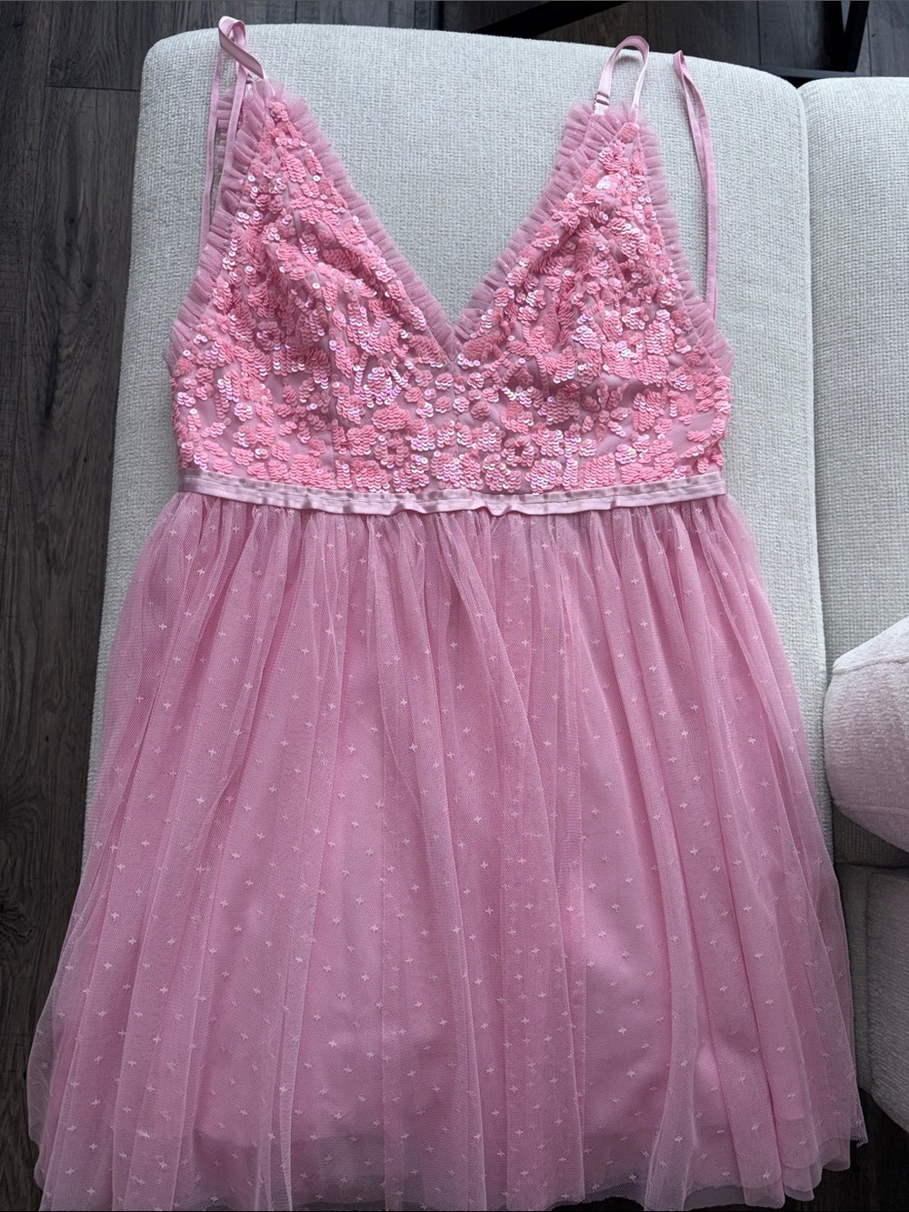 Needle & Thread Pink Embroidered Tulle Chemise